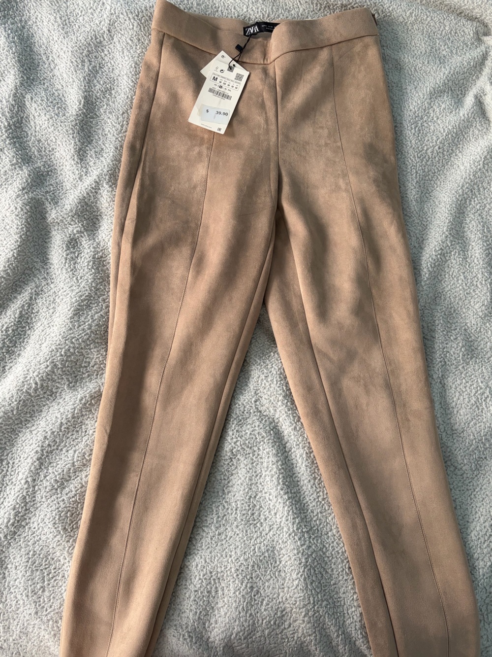Zara Tan Faux Suede Tapered Pants